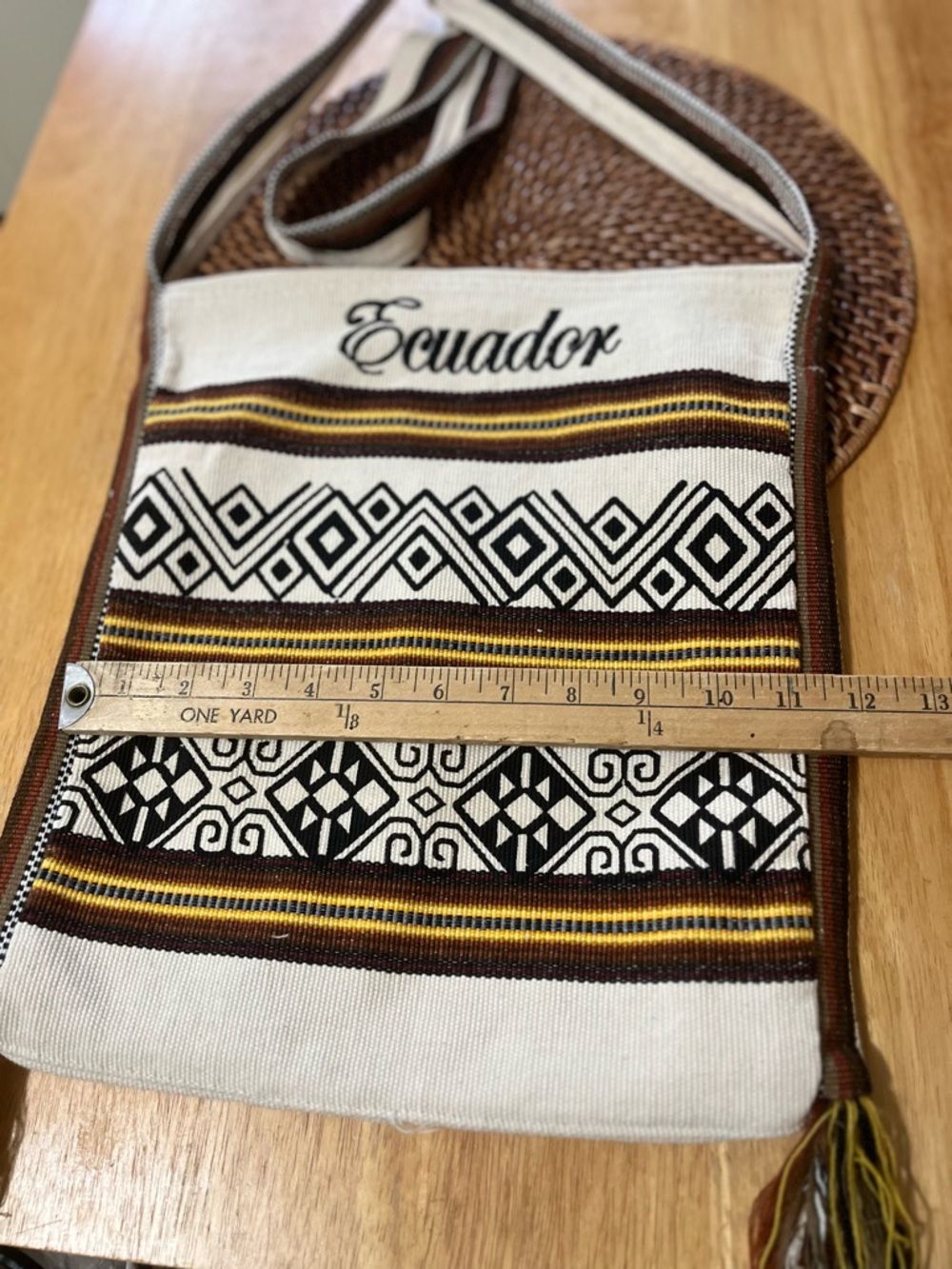 Handwoven Crossbody Bag in Cream, Brown & Yellow